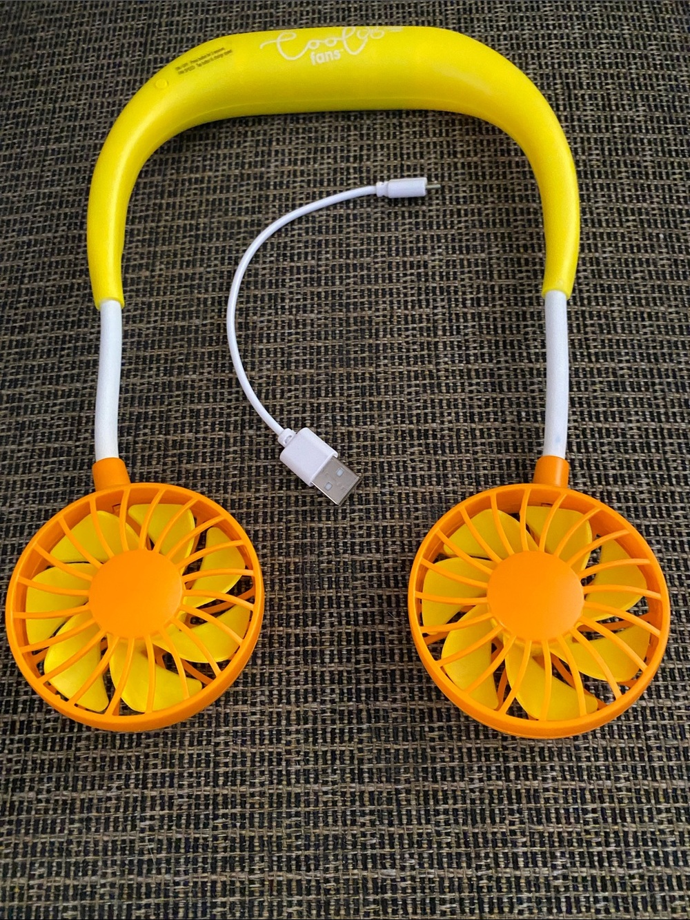 Hands-Free Neck Fan in Bright Yellow and Orange